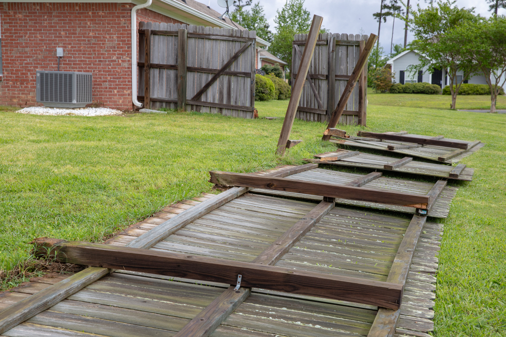 Fence damaged and blown down during severe weather